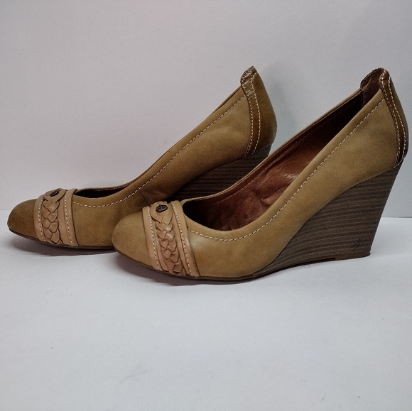 Lucky Brand "Grace" leather wedges shoes size 10M - Picture 5 of 11